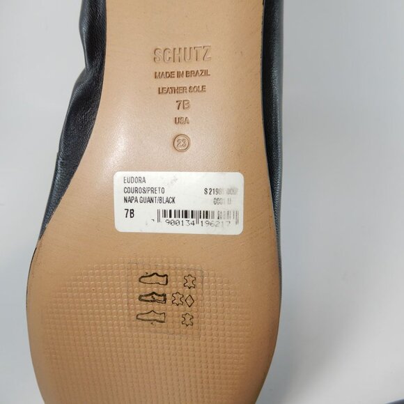 SCHUTZ Eudora Slip On Ballet Flats Size 7 Run Small Black Leather NEW $128 - Picture 14 of 14